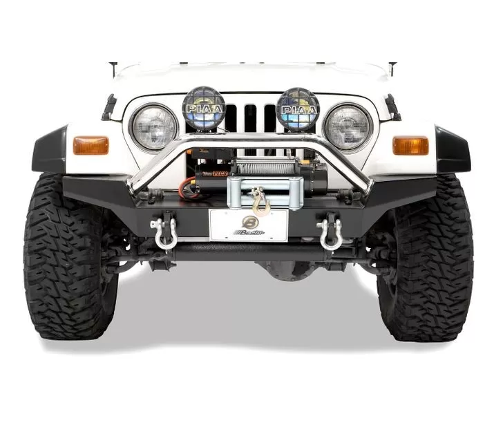 Bestop Matte Black HighRock 4x4 Front Bumper w/ High Access Design Jeep Wrangler 1997-2006 - 44917-01