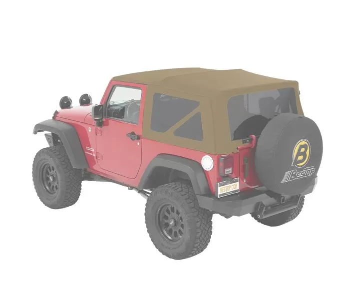Bestop Pebble Beige Twill Supertop Soft Top Jeep Wrangler 2-Door 2007-2018 - 54822-74