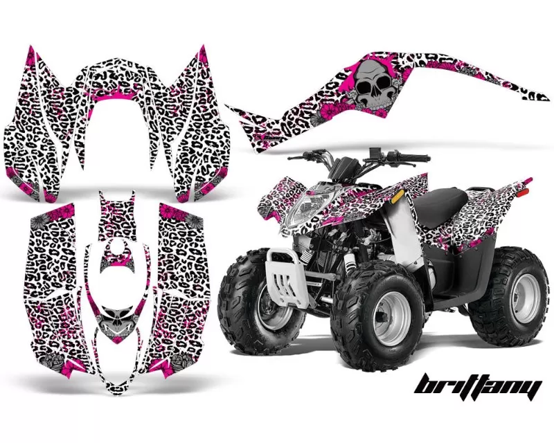 AMR Racing  Decal Graphic Kit Wrap BRITTANY PINK WHITE Arctic Cat DVX50 | DVX90 Quad 08-17 - AC-DVX-50-90-08-17-BY P W