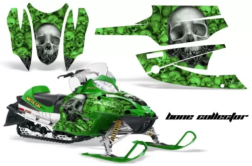 AMR Racing Graphics Sled Graphics Kit Decal Wrap Bones Green Arctic Cat Firecat Sabercat Z1 03-06 - AC-FIRECAT-03-06-BC G