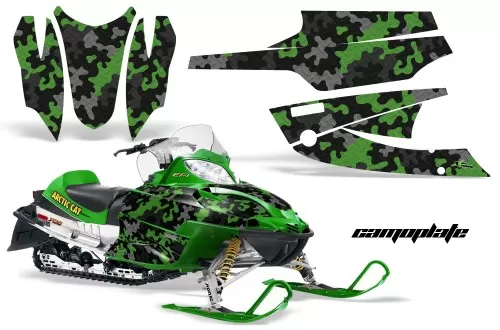 AMR Racing Graphics Sled Graphics Kit Decal Wrap Camoplate Green Arctic Cat Firecat Sabercat Z1 03-06 - AC-FIRECAT-03-06-CP G