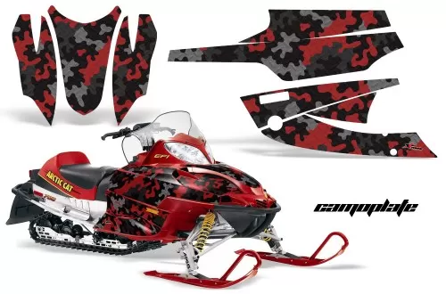 AMR Racing Graphics Sled Graphics Kit Decal Wrap Camoplate Red Arctic Cat Firecat Sabercat Z1 03-06 - AC-FIRECAT-03-06-CP R