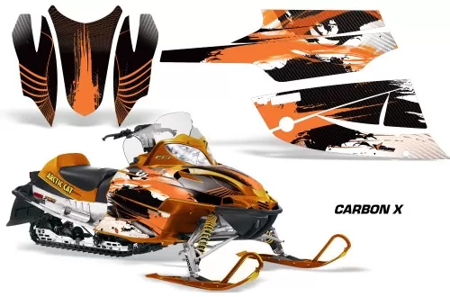 AMR Racing Graphics Sled Graphics Kit Decal Wrap Carbonx Orange Arctic Cat Firecat Sabercat Z1 03-06 - AC-FIRECAT-03-06-CX O