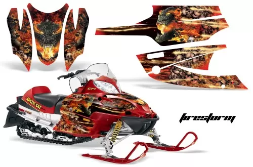 AMR Racing Graphics Sled Graphics Kit Decal Wrap Firestorm Red Arctic Cat Firecat Sabercat Z1 03-06 - AC-FIRECAT-03-06-FS R