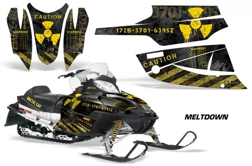 AMR Racing Graphics Sled Graphics Kit Decal Wrap Meltdown Yellow Black Arctic Cat Firecat Sabercat Z1 03-06 - AC-FIRECAT-03-06-MD Y K