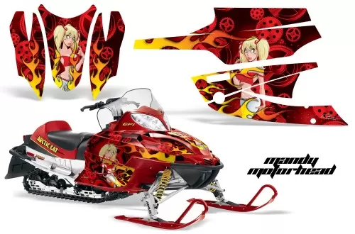 AMR Racing Graphics Sled Graphics Kit Decal Wrap Moto Mandy Red Arctic Cat Firecat Sabercat Z1 03-06 - AC-FIRECAT-03-06-MM R
