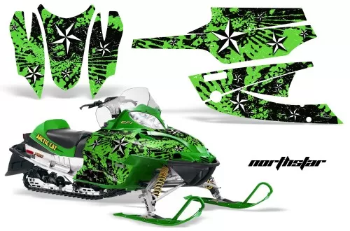 AMR Racing Graphics Sled Graphics Kit Decal Wrap Northstar Green Arctic Cat Firecat Sabercat Z1 03-06 - AC-FIRECAT-03-06-NS G