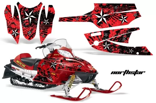 AMR Racing Graphics Sled Graphics Kit Decal Wrap Northstar Red Arctic Cat Firecat Sabercat Z1 03-06 - AC-FIRECAT-03-06-NS R
