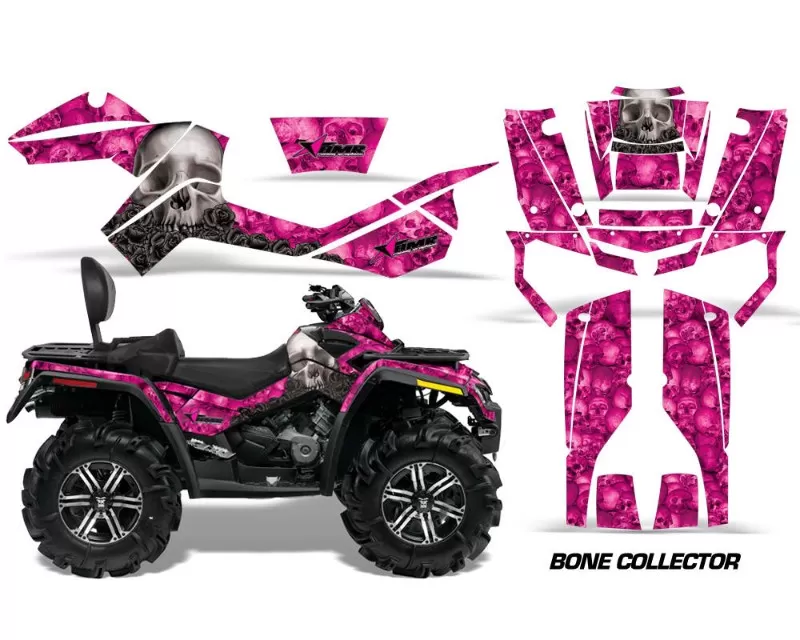 AMR Racing Graphics Kit Decal Wrap BONES PINK Can-Am Outlander Max 500 | 800 06-12 - CAM-OUTLANDER-MAX-06-12-BC P