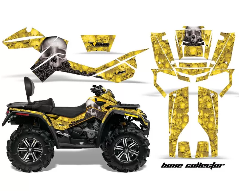 AMR Racing Graphics Kit Decal Wrap BONES YELLOW Can-Am Outlander Max 500 | 800 06-12 - CAM-OUTLANDER-MAX-06-12-BC Y