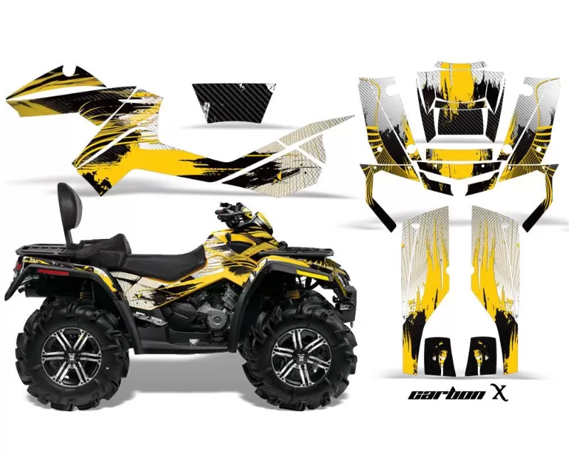 AMR Racing Graphics Kit Decal Wrap CARBONX YELLOW Can-Am Outlander Max 500 | 800 06-12 - CAM-OUTLANDER-MAX-06-12-CX Y