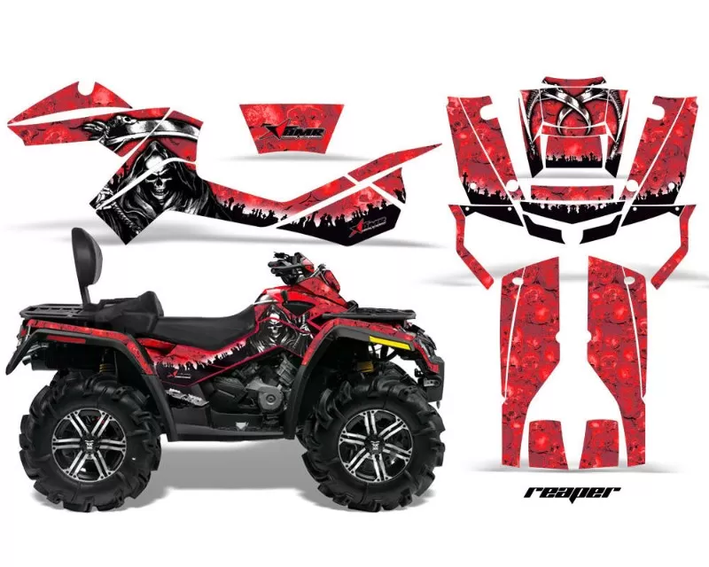 AMR Racing Graphics Kit Decal Wrap REAPER RED Can-Am Outlander Max 500 | 800 06-12 - CAM-OUTLANDER-MAX-06-12-RP R