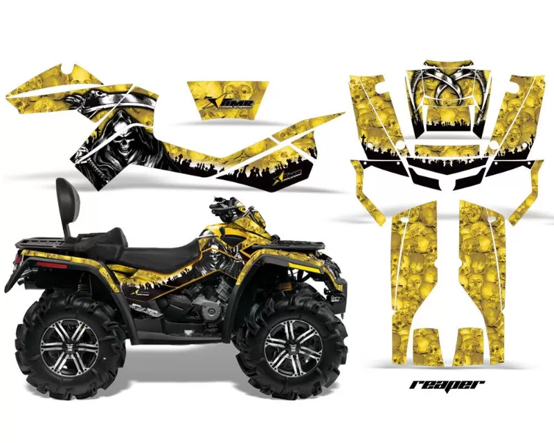 AMR Racing Graphics Kit Decal Wrap REAPER YELLOW Can-Am Outlander Max 500 | 800 06-12 - CAM-OUTLANDER-MAX-06-12-RP Y