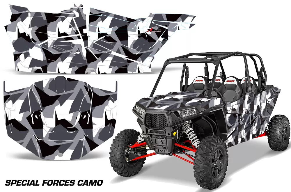 AMR Racing Full Custom UTV Graphics Decal Kit Wrap Special Forces Silver Polaris RZR XP4 1000 13-18 - POL-RZR1000-4DR-13-18-SF S