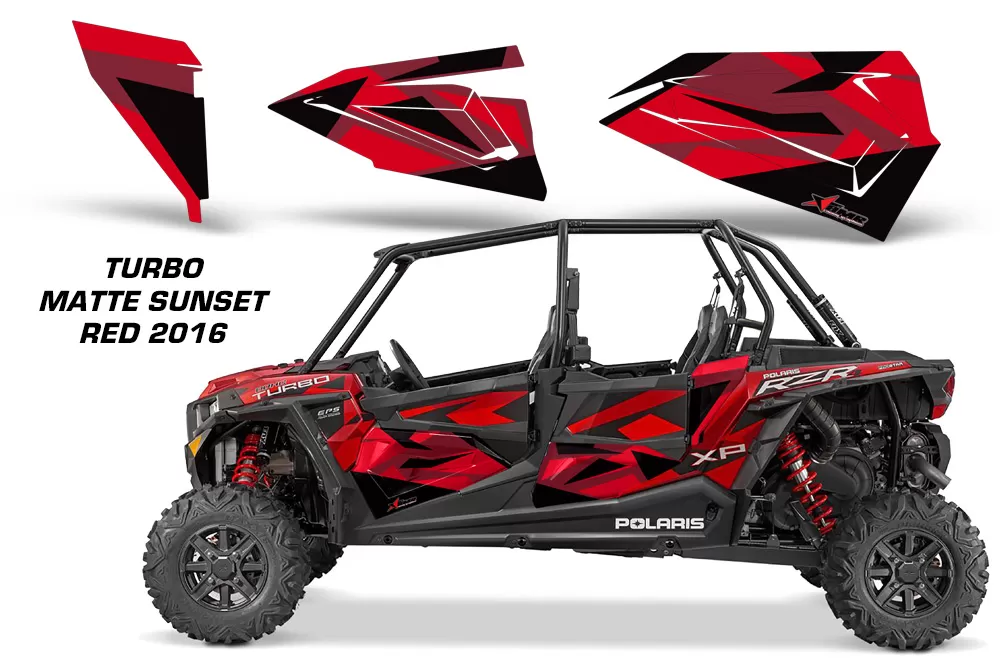 AMR Racing Graphics Lower Half Door Wraps 4 Door Graphic Inserts 2016 Sunset Red Polaris RZR XP 4 1000 14-18 CLEARANCE - POL-RZR1000-4DR-INSERT-SS RED