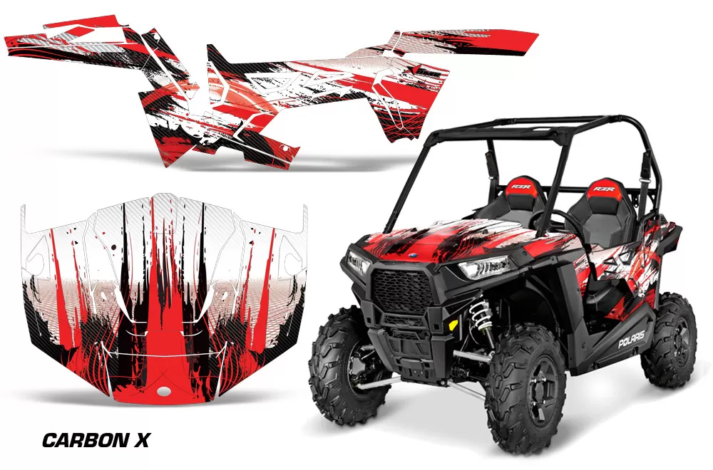 AMR Racing Full Custom UTV Graphics Decal Kit Wrap Carbonx Red Polaris RZR 900 Trail 15-16 - POL-RZR900-TRAIL-15-16-CX R