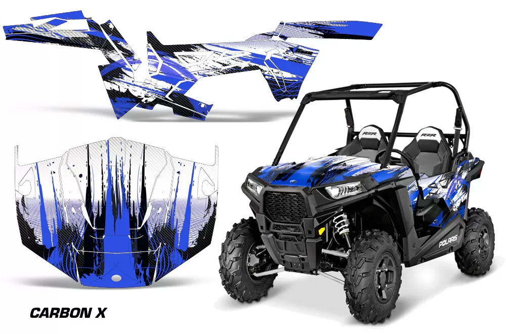AMR Racing Full Custom UTV Graphics Decal Kit Wrap Carbonx Blue Polaris RZR 900 Trail 15-16 - POL-RZR900-TRAIL-15-16-CX U