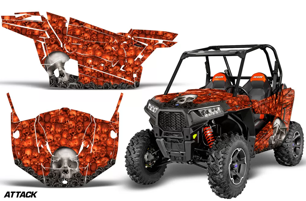AMR Racing  Full Custom UTV Graphics Decal Kit Wrap Bones Orange Polaris RZR S 900 15-16 - POL-RZR900S-15-16-BC O