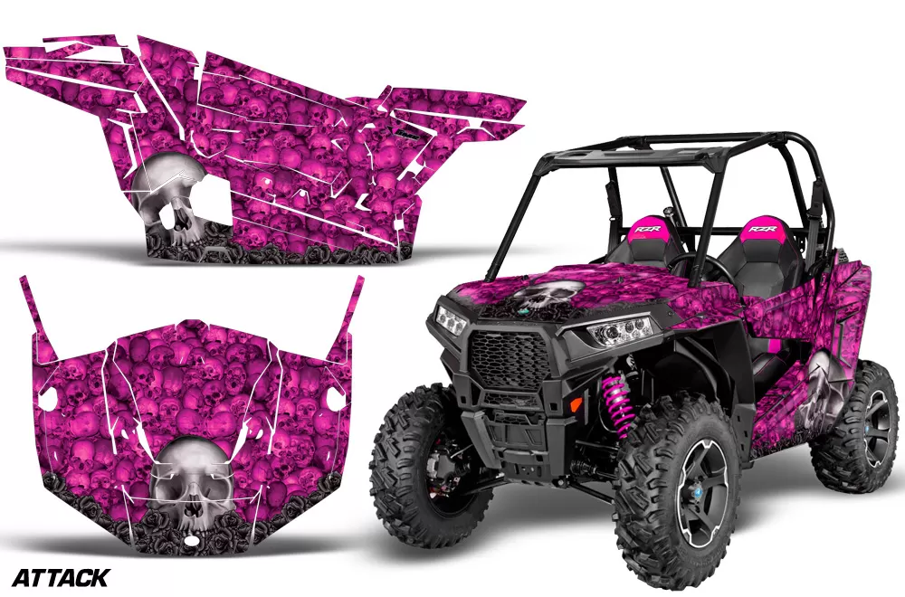 AMR Racing  Full Custom UTV Graphics Decal Kit Wrap Bones Pink Polaris RZR S 900 15-16 - POL-RZR900S-15-16-BC P