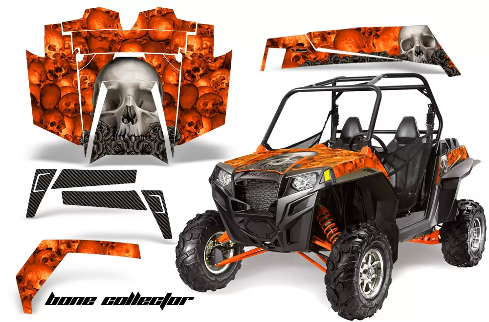 AMR Racing  Full Custom UTV Graphics Decal Kit Wrap Bones Orange Polaris RZR XP 900 11-14 - POL-RZR900XP-11-14-BC O