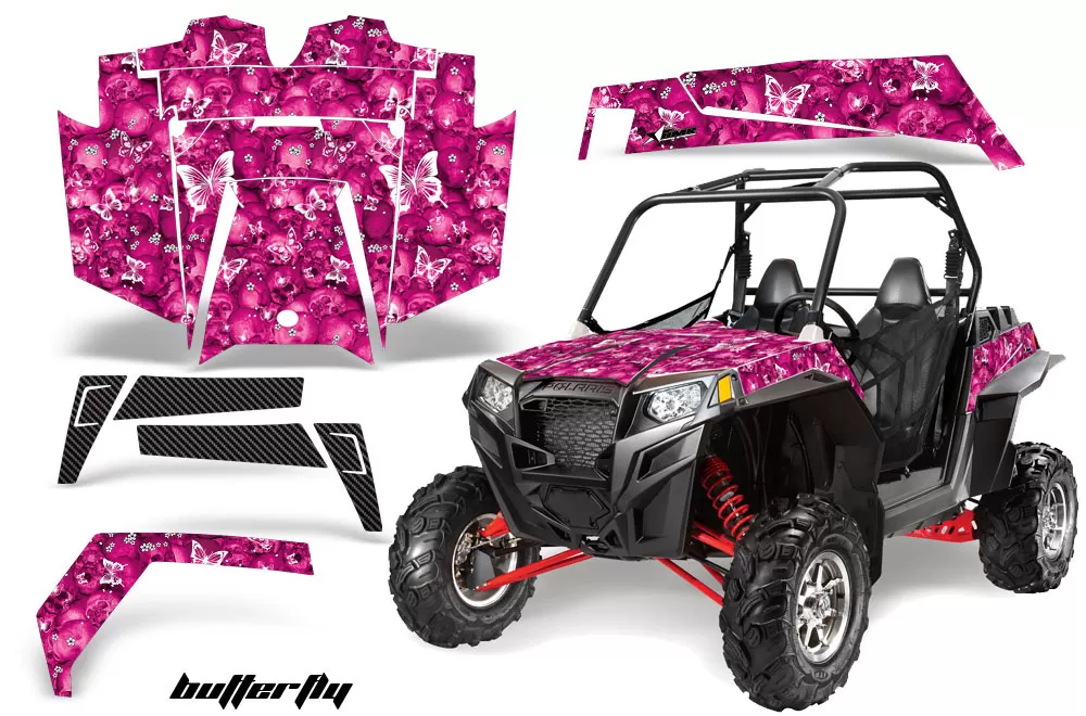 AMR Racing  Full Custom UTV Graphics Decal Kit Wrap Butterfly Pink Polaris RZR XP 900 11-14 - POL-RZR900XP-11-14-BF P
