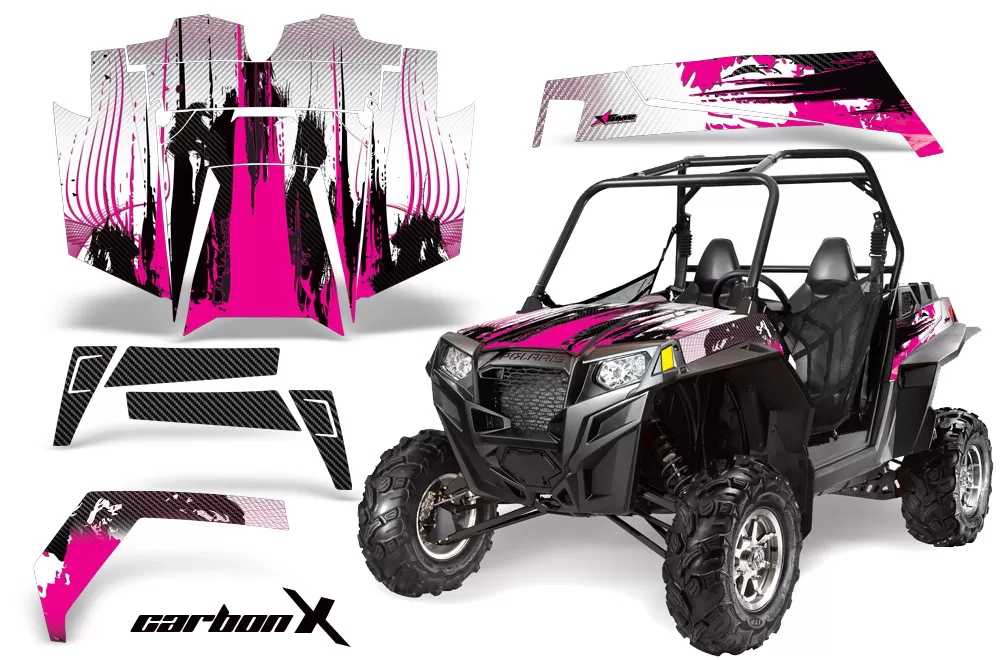 AMR Racing  Full Custom UTV Graphics Decal Kit Wrap Carbonx Pink Polaris RZR XP 900 11-14 - POL-RZR900XP-11-14-CX P