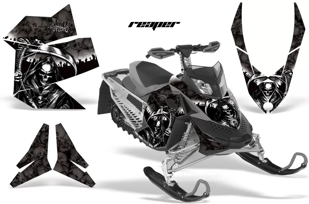 AMR Racing Graphics Snowmobile Graphics Kit Sled Decal Wrap Reaper Black Ski Doo Rev XP Summit 08-12 - SD-REV XP-08-12-RP K