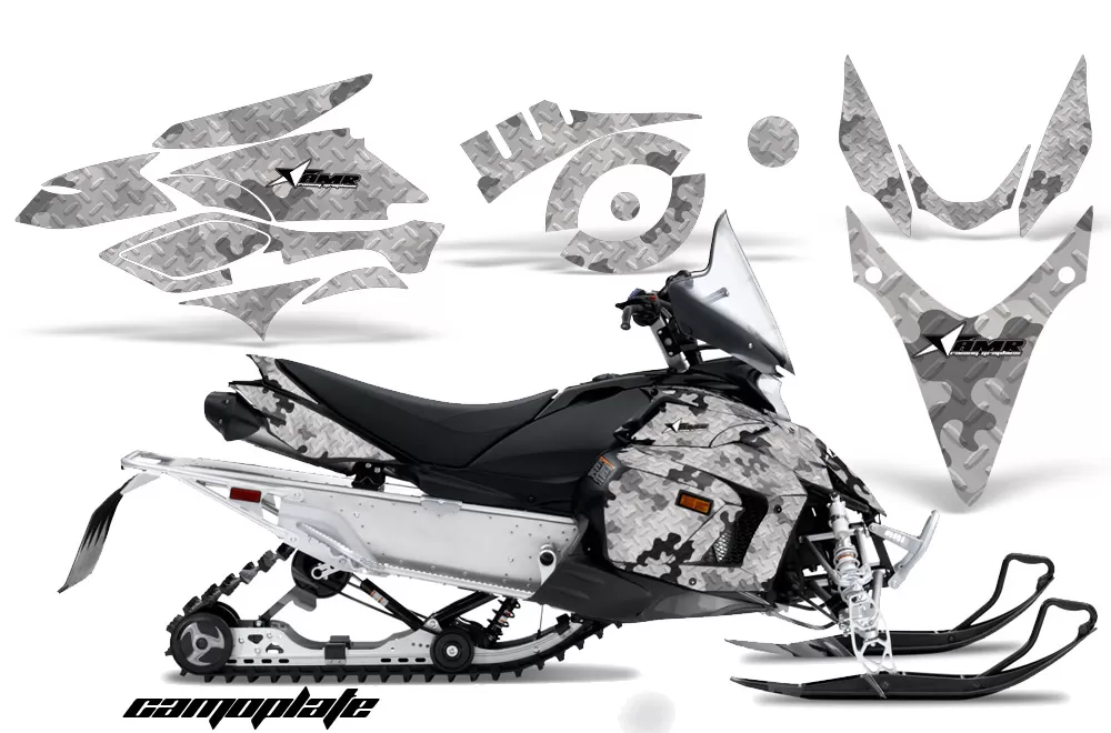 AMR Racing Graphics Snowmobile Graphics Kit Decal Wrap Camoplate White  Yamaha Phazer RTX GT 07-16