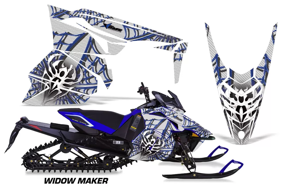 AMR Racing Graphics Snowmobile Graphics Kit Decal Sticker Wrap Widow Blue White Yamaha Viper 14-16 - YAM-VIPER-14-16-WM U W
