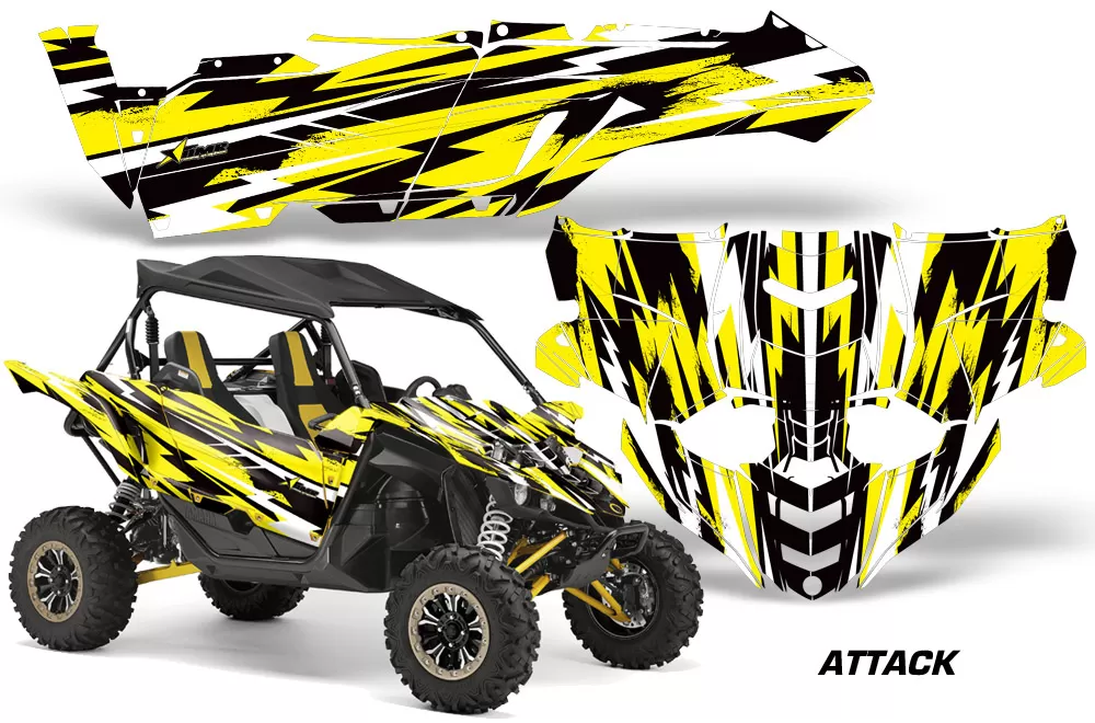 AMR Racing UTV Decal Graphic Kit Side By Side Wrap Yamaha YXZ 1000R 2015-2018 ATTACK YELLOW - YAM-YXZ1000R-15-18-AT Y