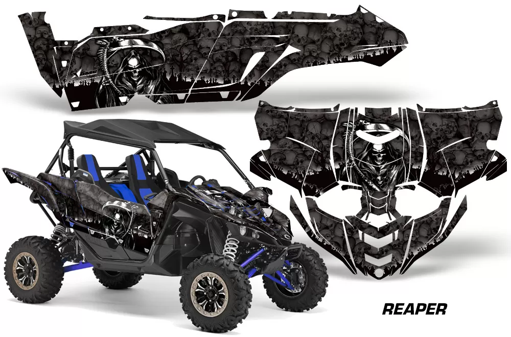 AMR Racing UTV Decal Graphic Kit Side By Side Wrap Yamaha YXZ 1000R 2015-2018 REAPER BLACK - YAM-YXZ1000R-15-18-RP K