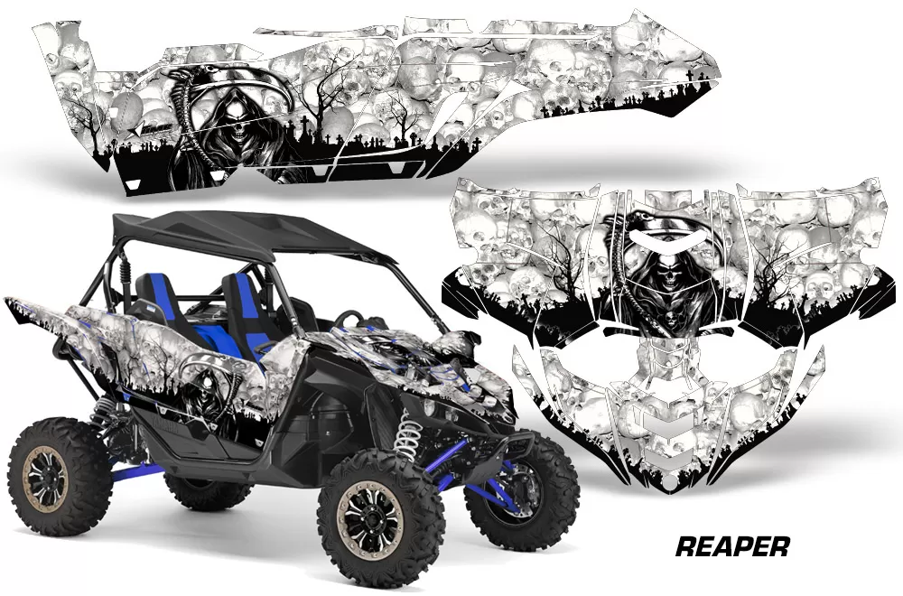 AMR Racing UTV Decal Graphic Kit Side By Side Wrap Yamaha YXZ 1000R 2015-2018 REAPER WHITE - YAM-YXZ1000R-15-18-RP W