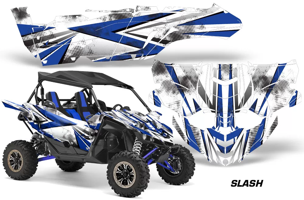 AMR Racing UTV Decal Graphic Kit Side By Side Wrap Yamaha YXZ 1000R 2015-2018 SLASH BLUE - YAM-YXZ1000R-15-18-SL U