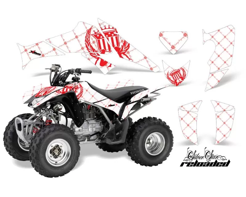 AMR Racing  Decal Graphics Kit Quad Sticker Wrap RELOADED RED WHITE Honda TRX250X 06-18 - HON-TRX250-06-18-SSR R W