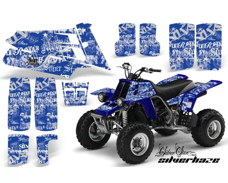 AMR Racing ATV Graphics Kit Quad Decal Sticker SSSH WHITE BLUE Yamaha Banshee 350 87-05 - YAM-BANSHEE 350-87-05-SSSH W U