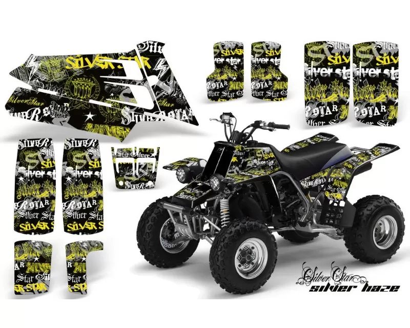 AMR Racing ATV Graphics Kit Quad Decal Sticker SSSH YELLOW BLACK Yamaha Banshee 350 87-05 - YAM-BANSHEE 350-87-05-SSSH Y K