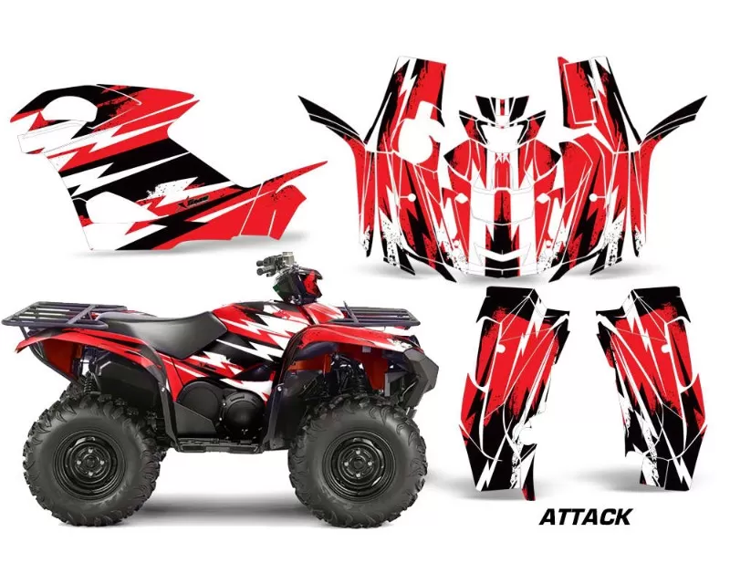 AMR Racing  Graphics Kit Quad Decal Wrap ATTACK RED Yamaha Grizzly 550 | 700 15-16 - YAM-GRIZZLY 550/700-15-16-AT R