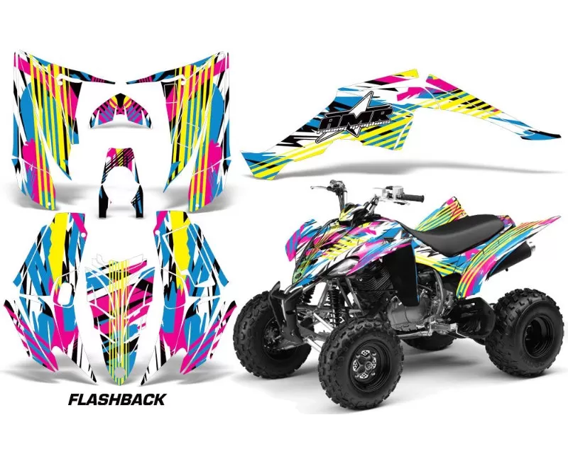 AMR Racing Decal Graphic Kit Quad Sticker Wrap FLASHBACK Yamaha Raptor 350 04-14 - YAM-RAPTOR 350-04-14-FB