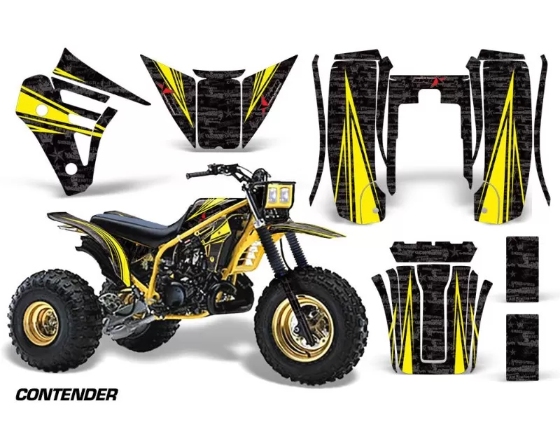 AMR Racing 3 Wheeler Graphics Kit Decal Sticker Wrap CONTENDER YELLOW BLACK Yamaha Tri Z 250 85-86 - YAM-TRI Z 250-85-86-CONT Y K