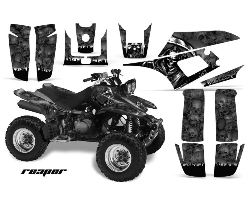 AMR Racing Graphics Kit Quad Decal Wrap REAPER BLACK Yamaha Warrior YFM350X 87-04 - YAM-WARRIOR 350-87-04-RP K