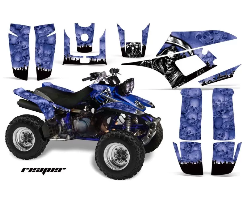 AMR Racing Graphics Kit Quad Decal Wrap REAPER BLUE Yamaha Warrior YFM350X 87-04 - YAM-WARRIOR 350-87-04-RP U