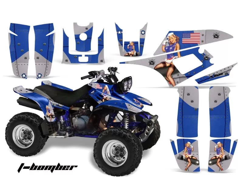 AMR Racing Graphics Kit Quad Decal Wrap TBOMBER BLUE Yamaha Warrior YFM350X 87-04 - YAM-WARRIOR 350-87-04-TB U