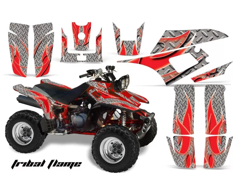 AMR Racing Graphics Kit Quad Decal Wrap TRIBAL RED SILVER Yamaha Warrior YFM350X 87-04 - YAM-WARRIOR 350-87-04-TF R S