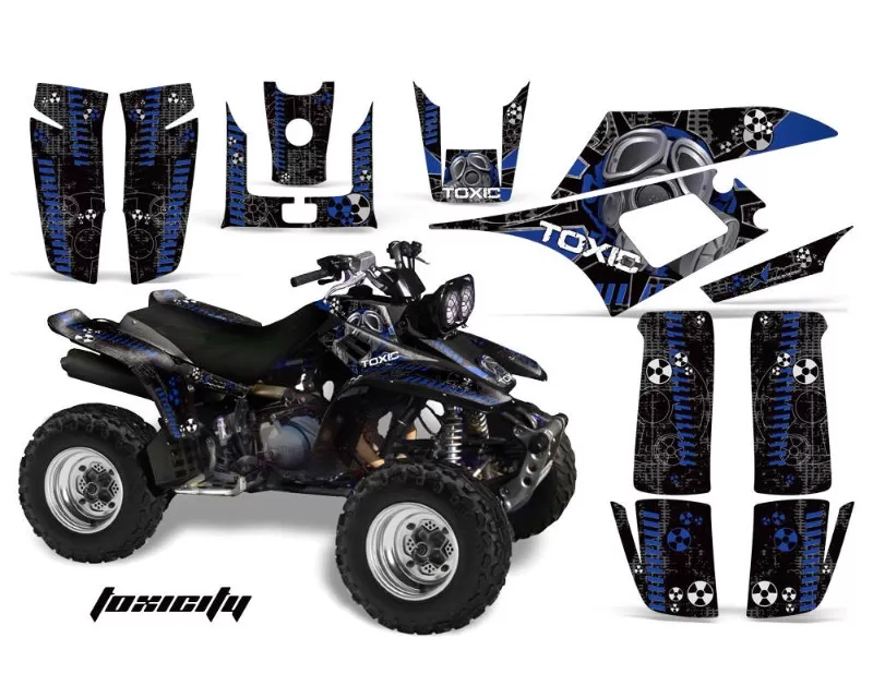 AMR Racing Graphics Kit Quad Decal Wrap TOXIC BLUE BLACK Yamaha Warrior YFM350X 87-04 - YAM-WARRIOR 350-87-04-TX U K