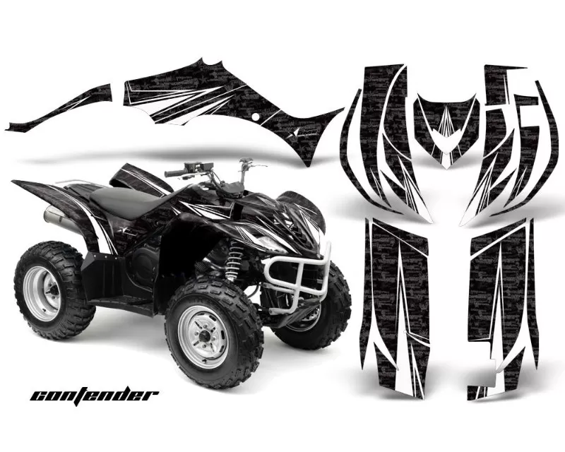 AMR Racing Decal Graphic Kit Quad Sticker Wrap CONTENDER WHITE BLACK Yamaha Wolverine 450 06-12 - YAM-WOLVERINE-450-06-12-CONT W K