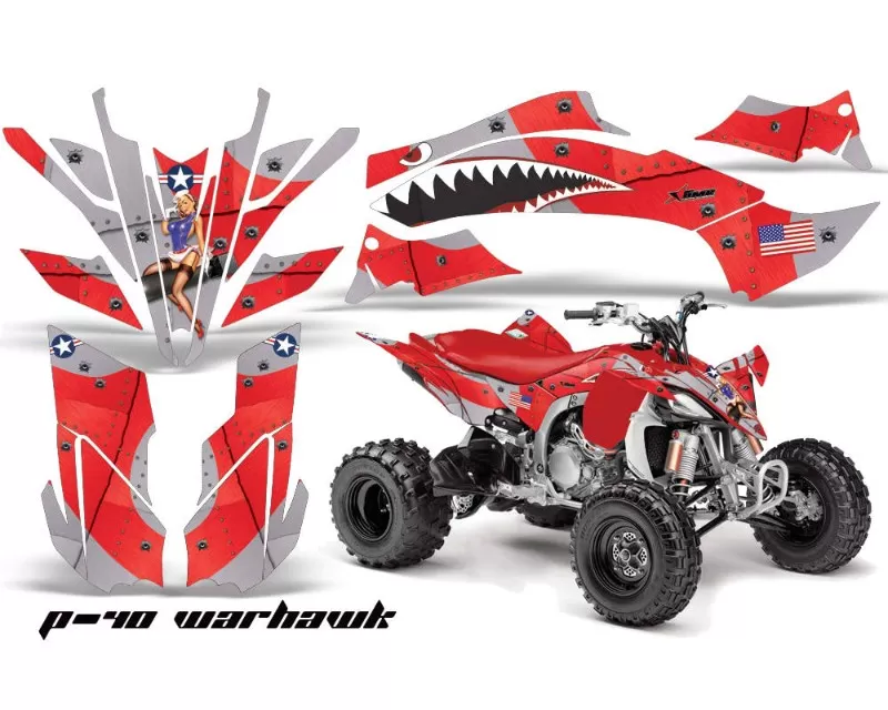 AMR Racing Graphics Kit Decal Sticker Wrap WARHAWK RED Yamaha YFZ450R | SE 09-13 - YAM-YFZ450R/SE-09-13-WH R