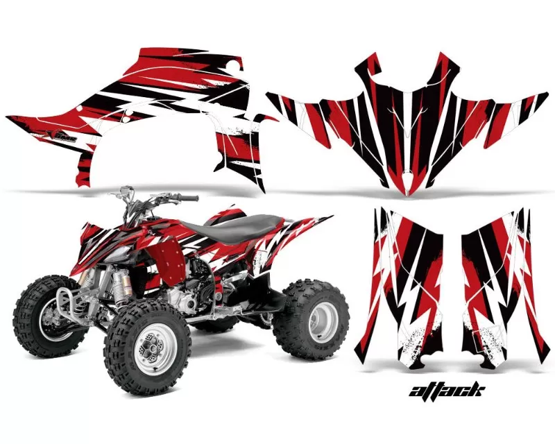 AMR Racing Graphics Kit Quad Decal Sticker Wrap ATTACK RED Yamaha YFZ450R | SE 24-16 - YAM-YFZ450R/SE-14-16-AT R