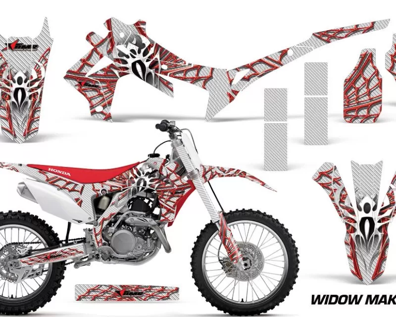 AMR Racing Dirt Bike Graphics Kit Decal Sticker Wrap For Honda CRF250R 2014-2017 WIDOW RED WHITE - MX-HON-CRF250R-14-17-WM R W