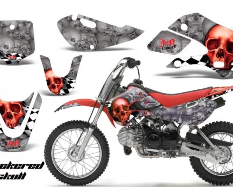 AMR Racing Decal Graphic Kit Wrap For Kawasaki KLX 110 2002-2009 | KX 65 2002-2018 CHECKERED RED - MX-KAW-KLX110-02-09-KX65-02-18-CS R