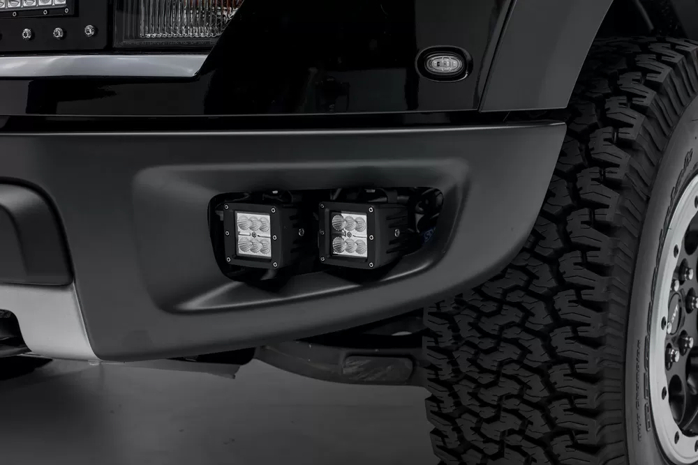 ZROADZ Front Bumper OEM Fog LED Kit Incl. (4) 3 Inch LED Pod Lights Ford F-150 Raptor 2010-2014 - Z325671-Kit